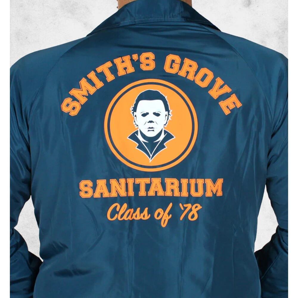 CREEPY CO HALLOWEEN  *RARE*  Michael Myers Snap-up Coaches Jacket XL Blue Goth